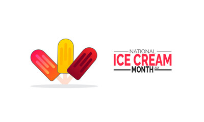
National Ice Cream Month background illustration. Holiday concept. Utilize  for  background, banner, placard, card, and poster design template with  professional  illustraion design 