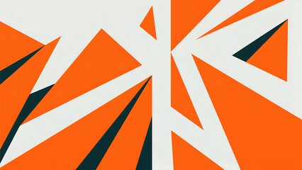 Abstract geometric pattern featuring orange triangles on a white and dark green background design