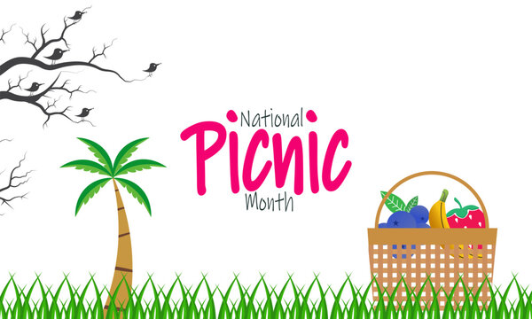 
National Picnic Month background illustration. Holiday concept. Utilize  for  background, banner, placard, card, and poster design template with  professional  illustraion design 