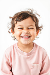 Joyful Little Girl in a Pink Sweater