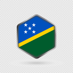 Solomon Islands Flag Icon in Hexagon Shape.