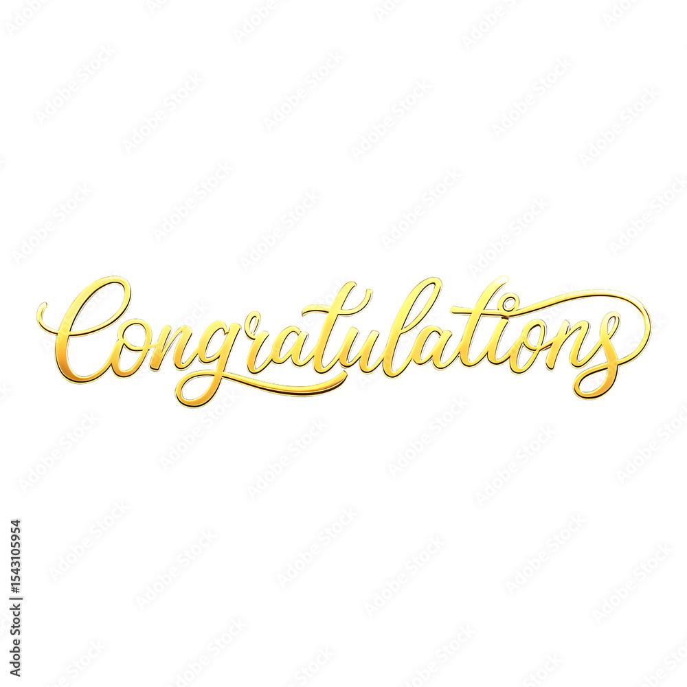 Fototapete ‘congratulations’ isolated 3d text in golden script font on transparent background