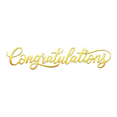 ‘Congratulations’ isolated 3D text in golden script font on transparent background