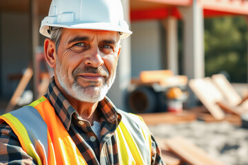 Proud Construction Worker on Site