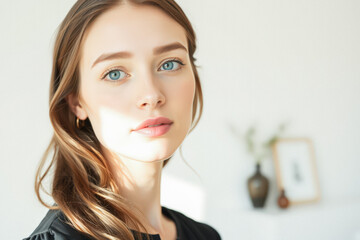 Close-up Portrait of a Woman with Natural Beauty