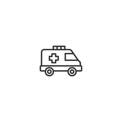 Outline Ambulance Icon - Emergency Medical Vehicle Illustration