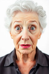 Elderly Woman's Surprised Facial Expression