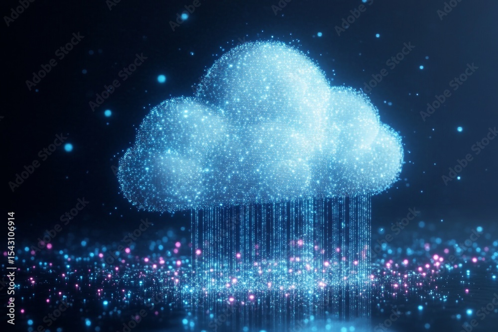 Poster conceptual representation of modern technologies with digital data rain and communication networks