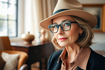 Stylish Mature Woman in Elegant Outfit