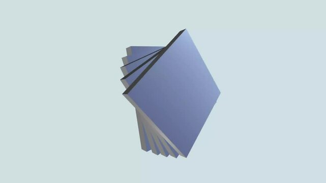 Abstract animation of blue cube or square geometric, 3d loop animation render