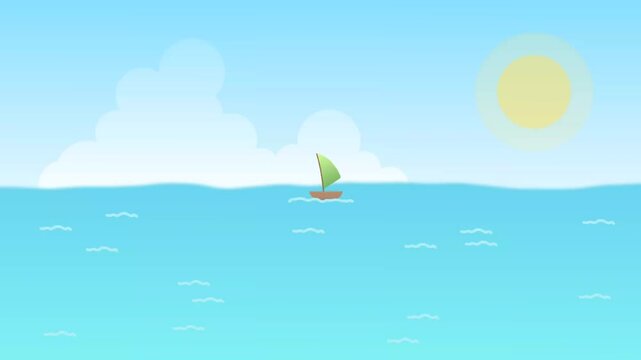 boat sailing in the ocean animation