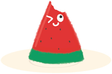 귀여운 수박 캐릭터 일러스트 