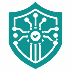 Check Shield Circuit Board silhouette vector illustration