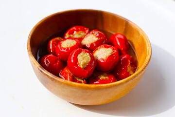 Tuffed cherry peppers with tuna preserved in olive oil