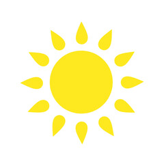 Yellow sun icons. Shine sun ray set. Sunset icon collection. Yellow sun star icons. Hot solar energy for tan. Vector illustration