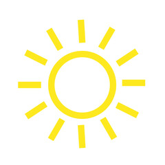 Yellow sun icons. Shine sun ray set. Sunset icon collection. Yellow sun star icons. Hot solar energy for tan. Vector illustration