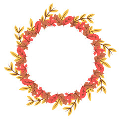 Round Autumn Leaves Frame