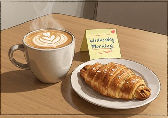 Wednesday morning coffee croissant breakfast