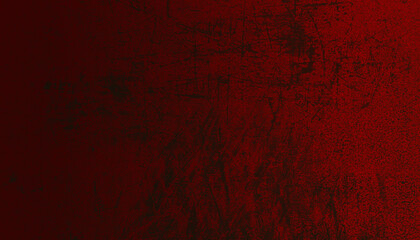 Red dark textured background with gradient and abrasions. Black and red empty old backdrop with scratches, plaster effect, paint on paper. Background for design, presentation, website