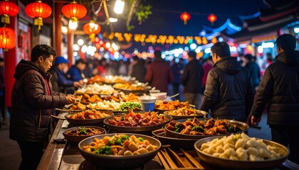  Taiwanese street food at a night market.