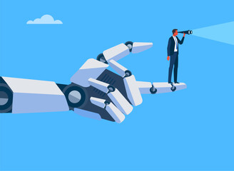 Power of A.I. Artificial intelligence helps and shows possibilities. Vector illustration