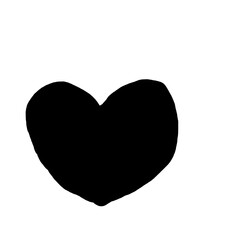 uneven black heart doodle children's naive style drawing, marker-drawn, for design projects

