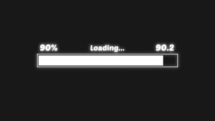 Loading Bar Animation with 90 Percent Complete on Black Background for Website Design loading bar