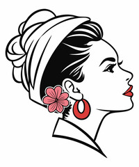  Elegant flower woman  line art