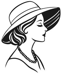  Elegant flower woman  line art