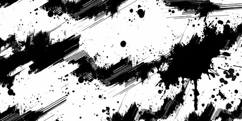 Abstract black paint splatter on white background Vector format grunge scratches wallpaper, paint splatter template, dirt banner, watercolor design