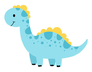 Hand drawn cute dinosaur isolated on white background. Concept for children print. Vector Illustration	