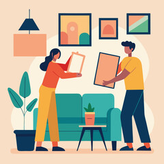 young couple painting a room