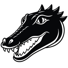 Fototapeta premium Black outline displays the head of an alligator with its sharp teeth showing