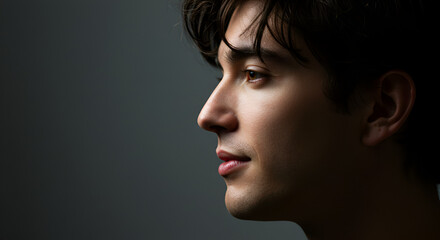 Portrait of a contemplative young man looking into the distance quietly