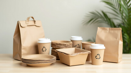 Eco-Friendly Biodegradable Takeout Containers and Cups.
