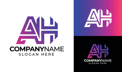Letter AH Initial Logo Art & Illustration