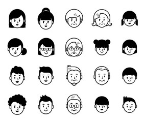 老若男女の顔のアイコン