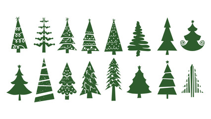 set of christmas trees