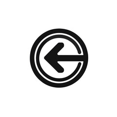 Black circle left arrow icon transparent background