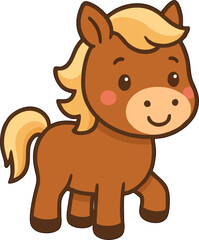 Fototapeta premium cute cartoon pony character with blonde hair kawaii horse vector illustration for kids and digital content