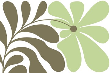 Leaf, flower, foliage, plant, botanical, seamless elegant abstract background. Green wallpaper. Wall decoration