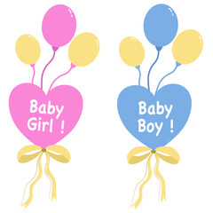 Balloon Bouquet with Ribbons for Baby Welcome or Gender Reveal