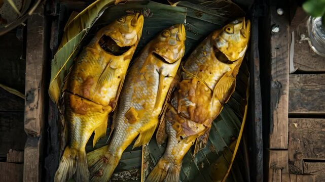 Cambodian amok fish - delicate fish steamed in banana leaves with a fragrant curry paste and creamy coconut milk. A taste of Cambodia