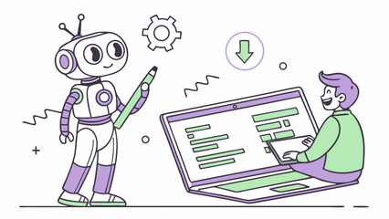 Cartoon drawing of a smiling man character in business style