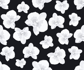 seamless pattern with white flowers 