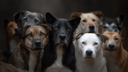 Playful Gathering of Twelve Dogs in Diverse Breeds and Sizes