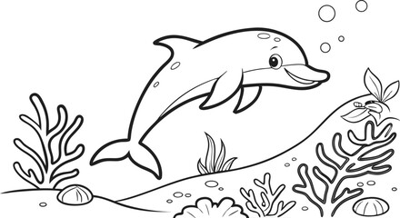  "Vector Dolphin Illustration – Ocean Wildlife EPS Art Design"