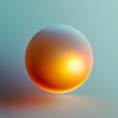 Glowing orange sphere with soft color gradients on a minimal teal background in a digital 3D style