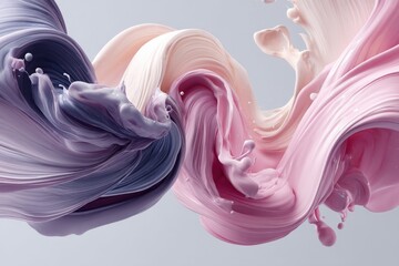 Swirling pastel paint strokes in motion with dynamic flow and color splash