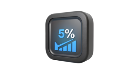 Five percent growth business finance investment illustration on transparent background